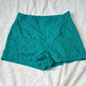 Bisou Bisou High Waist Green Lace Shorts